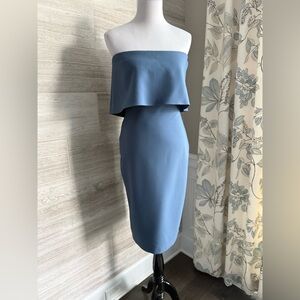 Likely Strapless Blue Midi Dress